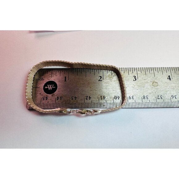 Estate Sterling Silver 925 Mesh Bracelet 6.5in Italy Marked 925 Lobster Clasp - Picture 5 of 8